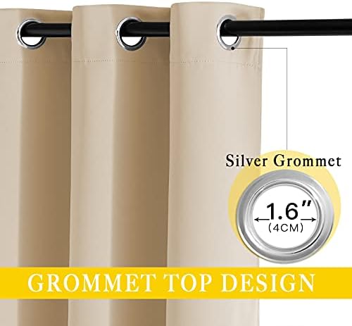 NICETOWN Sliding Door Blinds Window Treatment, Blackout Patio Door Curtain Panels, Privacy Thermal Drapes for Department (Biscotti Beige, W80 x L84) - Image 2
