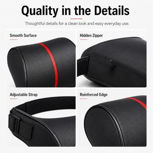 Car Neck Pillow for Porsche Cayenne 2019–2026, PU Leather Headrest Cushion with Breathable Mesh, Adjustable Neck Pillow for Car Seat, for Cars, SUVs, Pickup Trucks & Vans,B - Image 5