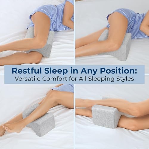 5 STARS UNITED Knee Pillow for Side Sleepers - Hip Pain Relief, Memory Foam Leg Cushion for Side Sleeping - Between Legs Pillow for Sciatica & Lower Back Pain, Gray Cotton Cover - Image 3