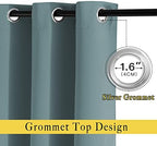 NICETOWN Bedroom Blackout Long Curtains 120 Length - Energy Saving Thermal Insulated Solid Grommet Luxury Room Darkening Drapes for Living Room, Greyish Blue, Set of 2, W52 x L120 - Image 3