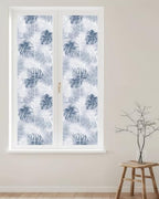 Window Privacy Film Frosted, Navy Blue Palm Trees Tropical Reusable Static Cling Window Tints, Summer Beach Botanical Heat Control Windows Films for Offices, Balcony, 29.5 x 118 Inches - Image 2