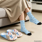 Womens Cozy Furry House Slippers Mid Crew Socks Indoor Outdoor - Image 4