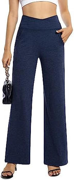G4Free EverGoing Wide Leg Yoga Pants for Women Crossover Waist with Pockets - Image 4