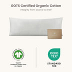 Bioweaves 100% Organic Cotton Body Pillow Cover for Body Pillowcases 300 Thread Count Soft Sateen Weave GOTS Certified with Zipped Closure - 21" x 54", Silver, Pack of 2 - Image 6