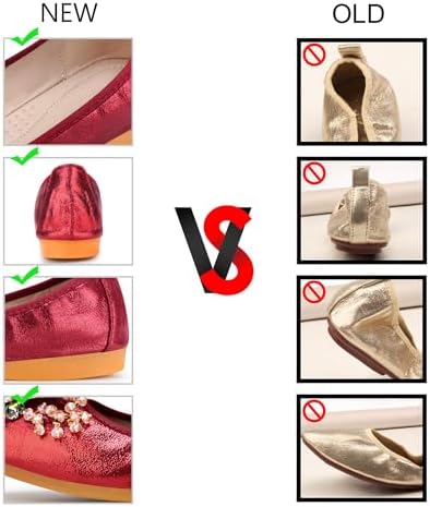 KUNWFNIX Women Ballet Flats Rhinestone Wedding Ballerina Shoes Foldable Sparkly Comfort Slip on Flat Shoes - Image 5