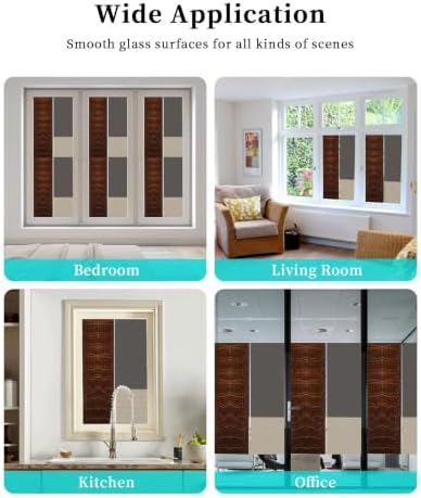 Window Privacy Film Frosted, Brown Leather Pattern Static Cling Door Window Covering, Modern Art Animals Leather Rustic UV Blocking Windows Film for Office, Hotel, Bedroom, 29.5 x 78.7 Inches - Image 7