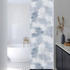 Window Privacy Film Frosted, Navy Blue Botanical Reusable Static Cling Window Tints, Summer Palm Leaves Foliage Tropical Heat Control Windows Films for Offices, Balcony, 29.5 x 118 Inches - Image 3