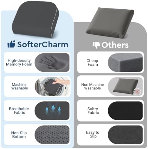 Seat Cushion, Memory Foam Office Chair Cushion, Gray, X-Large - Image 5