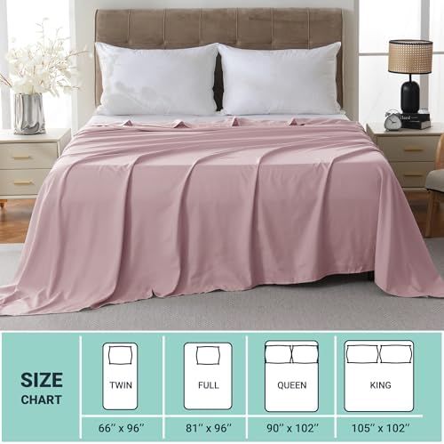 ZPECC King Flat Sheets Only Pink 6 Pack, Color-Coded Hem Threads - Image 5
