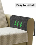 Sofa Armrest Organizer Bedside Caddy, Black Burlap Texture Non Slip Couch Remote Control Holder for Recliner, Farmhouse Vintage Black Armchair Caddy with Pocket for Magazine, Phone, 19.7"x35" - Image 4