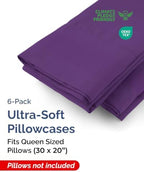 Queen Pillow Cases - 6 Pack Soft Pillowcase Covers - 20" x 30" (Purple) - Image 2
