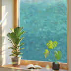 Teal Gray Ombre Window Privacy Film Rainbow Static Cling Stain Glass Window Film for Glass Door, Decorative Heat Blocking Sunroof Decal Sticker for Car 23.6"x78.7" Modern Abstract Art Striped Gradient by AMZRicher