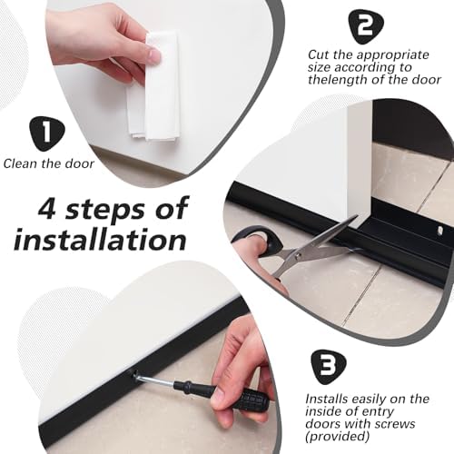 Lineshading 2 Sets U-Shaped Door Sweep 1 3/4" x 36", PVC Door Seal, Black - Image 6