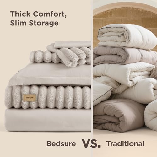 Bedsure 2-in-1 Comforter Set with Detachable Fleece Blanket, Pink King - Image 6