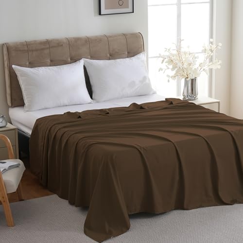 ZPECC Full Flat Sheets Only Brown 6 Pack, Color-Coded Hem Threads - Image 2