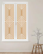 Window Privacy Film Frosted, Burnt Orange Geometric Reusable Static Cling Window Tints, Square Minimalist Modern Heat Control Windows Films for Offices, Balcony, 29.5 x 118 Inches - Image 2