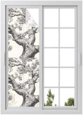 Window Privacy Film Frosted, Vintage Botanical Reusable Static Cling Window Tints, Antique Foliage Tree Rustic Heat Control Windows Films for Offices, Balcony, 29.5 x 118 Inches by Unknown