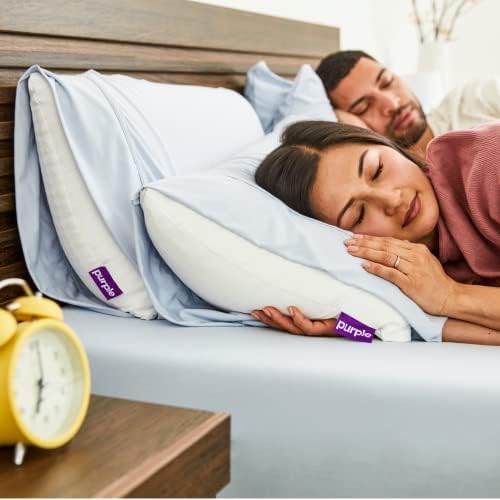 Purple SoftStretch Pillowcase Set, King Size, Bamboo Blend, Moisture-Wicking, Silky Smooth, Morning Mist, Light Blue, Fits Purple Pillows & More - Image 3