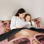 Erosebridal Pink Black Girls King Comforter Set Luxury African American Bedding Set for Girls Women Modern Fashion Woman Room Decor Afro Black Woman Duvet Insert (1 Comforter, 2 Pillowcases) - Image 5