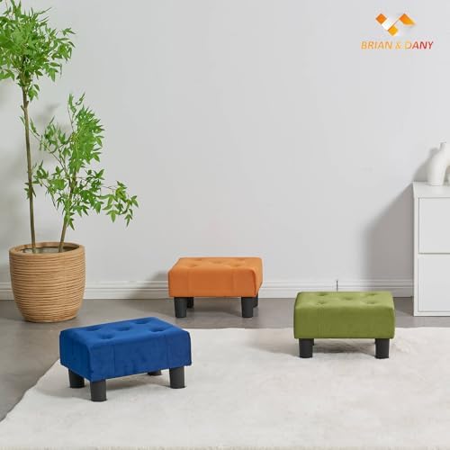 BRIAN & DANY Small Foot Stool, Velvet Foot Stools with Legs, Stable Small Footstool for Living Room, Olive Green - Image 6