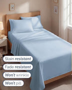 Twin 4 Piece Bed Sheet Set - Comfy, Breathable & Cooling Sheets - Baby Blue - Image 5