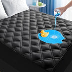 MEELUS King Mattress Protector Waterproof, Fitted Deep Pocket 8"-21", Black by MEELUS