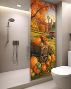 Window Privacy Film Frosted, Fall Pumpkins Static Cling Door Window Covering, Thanksgiving Farmhouse Harvest Maple Leaves UV Blocking Windows Film for Office, Hotel, Bedroom, 29.5 x 78.7 Inches - Image 3