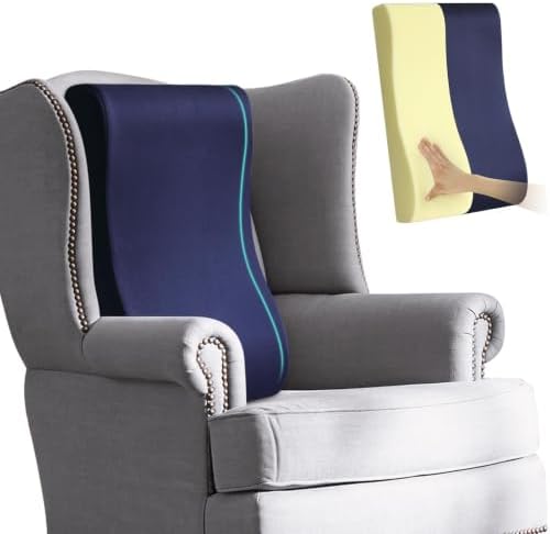 2-in-1 Neck Pillow Lumbar Support Pillow for Recliner Couch& Glider Chair - High Resilient Foam Ergonomic Back Support for High-Back Rocking Chairs, Glider Rocker Replacement Cushions Navy L by HAVARGO