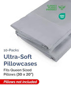 Queen Pillow Cases - 10 Pack Pillowcase Covers - 20" x 30" (Steel Blue) - Image 2