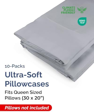 Queen Pillow Cases - 10 Pack Pillowcase Covers - 20" x 30" (Steel Blue) - Image 2