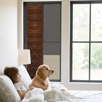 Window Privacy Film Frosted, Brown Leather Pattern Static Cling Door Window Covering, Modern Art Animals Leather Rustic UV Blocking Windows Film for Office, Hotel, Bedroom, 29.5 x 78.7 Inches - Image 2