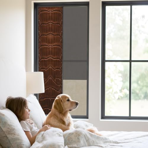 Window Privacy Film Frosted, Brown Leather Pattern Static Cling Door Window Covering, Modern Art Animals Leather Rustic UV Blocking Windows Film for Office, Hotel, Bedroom, 29.5 x 78.7 Inches - Image 2