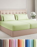 Split King 7 Piece Bed Sheet Set - Breathable & Cooling - Light Sage Green by CGKUnlimited