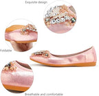 KUNWFNIX Women Ballet Flats Rhinestone Wedding Ballerina Shoes Foldable Sparkly Comfort Slip on Flat Shoes - Image 3