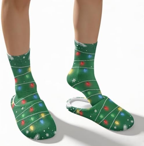 Christmas Slippers for Women Washable House Shoes with Cute Socks - Image 4