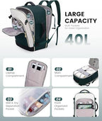 LOVEVOOK Large Travel Backpack for Women, TSA Carry on Backpack for Airplanes, 40L Personal Item Travel Bag for Women fits 17" Laptop,Waterproof Carry on Bag Airplane Approved with 3 Packing Cubes - Image 5