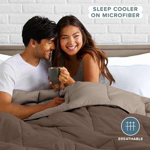 Bare Home Reversible Comforter (Full, Cocoa/Taupe) - Image 5