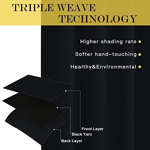 NICETOWN Black Out 132 inch Curtain for Patio Door, Grommet Thermal Insulated Room Divider Extra Wide Window Treatment Sound Reducing for Bedroom, Black, 1 Panel, W100 x L132 - Image 4