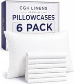 Standard Pillow Cases - 6 Pack Soft Pillowcase Covers - 20" x 26" (White) by CGKUnlimited