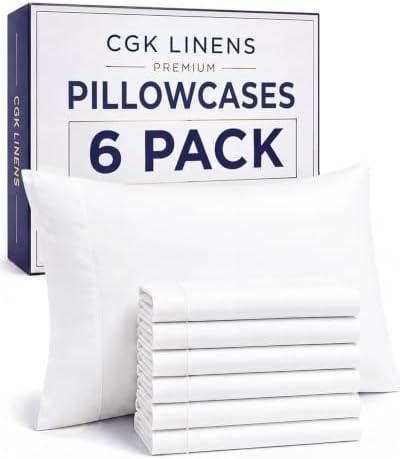 Queen Pillow Cases - 6 Pack Soft Pillowcase Covers - 20" x 30" (White) by CGKUnlimited