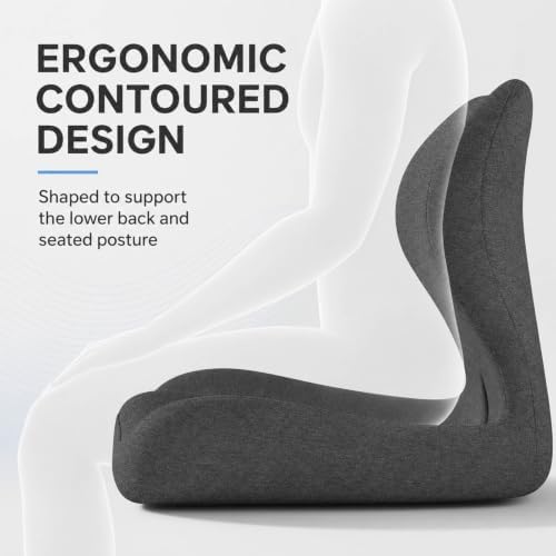 Orthopedic Cushion, Seat Cushion for Office Chair and Car, Ergonomic Memory Foam L-Shaped Integrated Seat Cushions, Lumbar Support & Tailbone Pain Relief for Office Chair (Pro-Double Gray) - Image 6