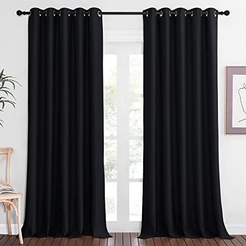 NICETOWN Black Out 110 inch Curtain for Sliding Door, Grommet Thermal Insulated Blackout Curtain Window Treatment Sound Reducing for Bedroom/Living Room, W66 x L110, 1 Panel by NICETOWN