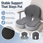 Celnva Orthopedic Seat Cushion – L-Shaped Lumbar Support Memory Foam Comfort for Long Sitting, Ergonomic Support for Office Chair, Wheelchair, Car & Travel (Gray) - Image 3
