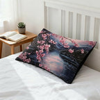 CCoutueChen Japanese Cherry Blossom Comforter Set King Women Black Pink Floral Bedding with 2 Pillowcases, 3Pcs Soft Farmhouses Country Bedroom Decor Quilt Set, 104"x90" - Image 4