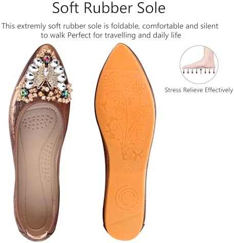 KUNWFNIX Women Ballet Flats Rhinestone Wedding Ballerina Shoes Foldable Sparkly Comfort Slip on Flat Shoes - Image 4