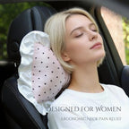 Bow Car Headrest Neck Pillow, Polka Dot Car Accessories, 2-Pack, Pink - Image 2