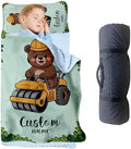 Personalized Toddler Nap Mat for Preschool, Custom Kids Nap Mat with Name, Extra Soft Preschool Nap Mat with Pillow & Blanket, Roll Up Daycare Sleeping Mat for Kids Boys by YISMEET