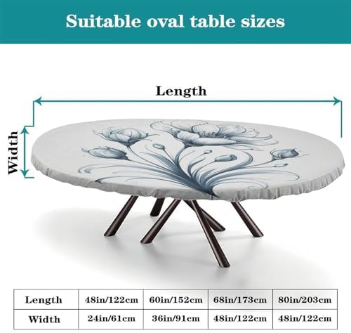 Oval Table Cloth, Plaid Pattern Printed on Elastic Tablecloth, for Business & Events Birthday Parties, Fits for 48" x 68" Oval Tables - Image 4