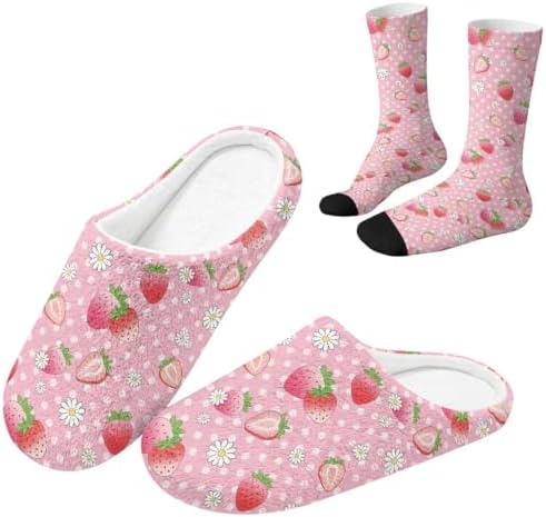 Fuzzy Slipper and Socks Set for Women Silent Sole Fuzzy Slipper by Baxinh