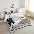 Castle Fairy Cute Animal Bedding Set Full Size,Bear Owl Fox & Plant Comforters for Girls & Teens,Indian Style Down Comforter with 2 Pillowcases - Image 5